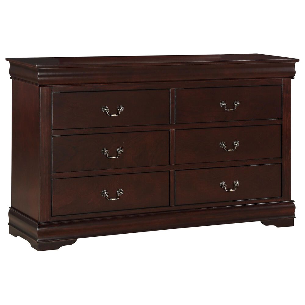 Crown Mark Louis Philip 4-Piece Twin Bedroom Set in Cherry, , large