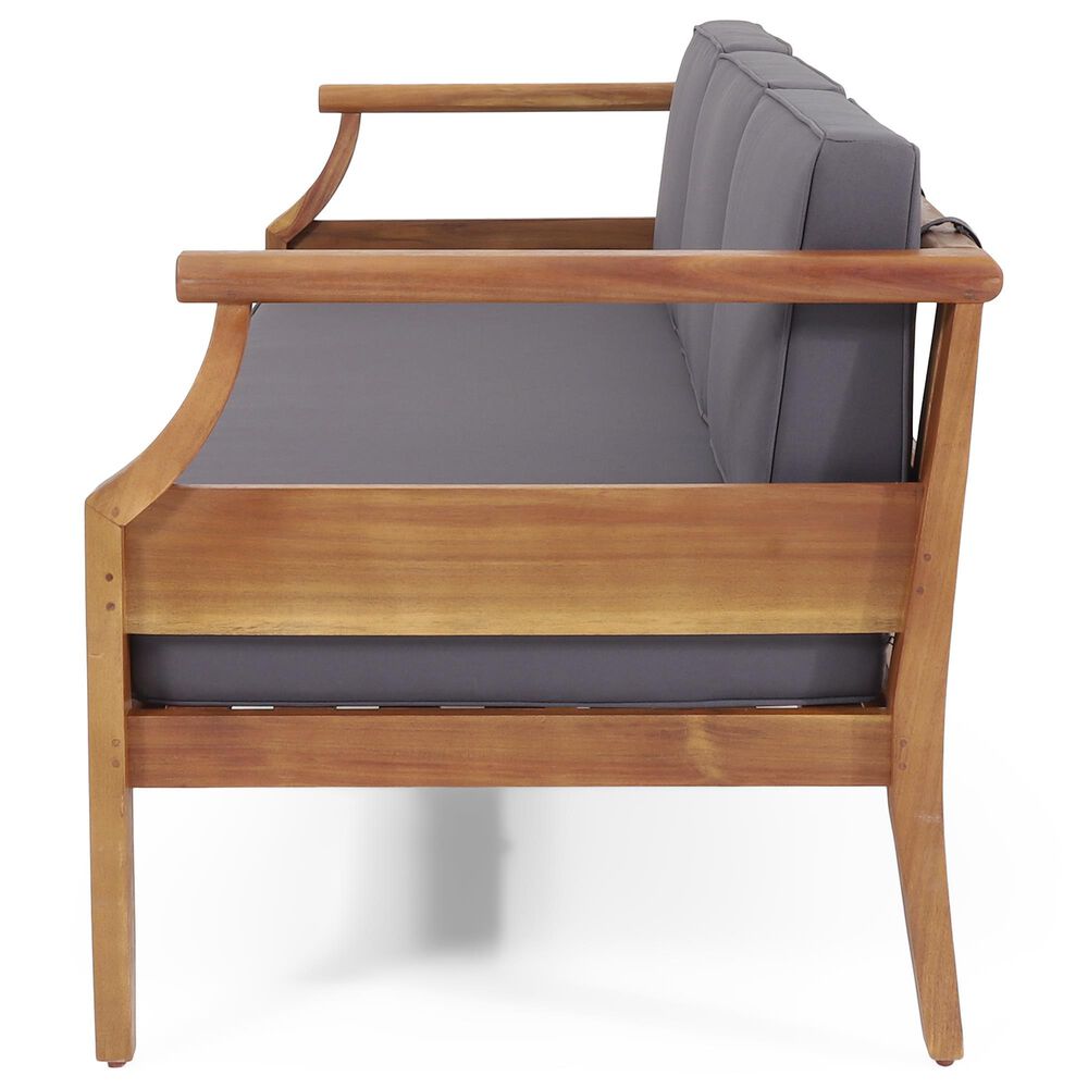 Hearth and Haven Aston Outdoor Sofa with Teak Frame in Gray, , large