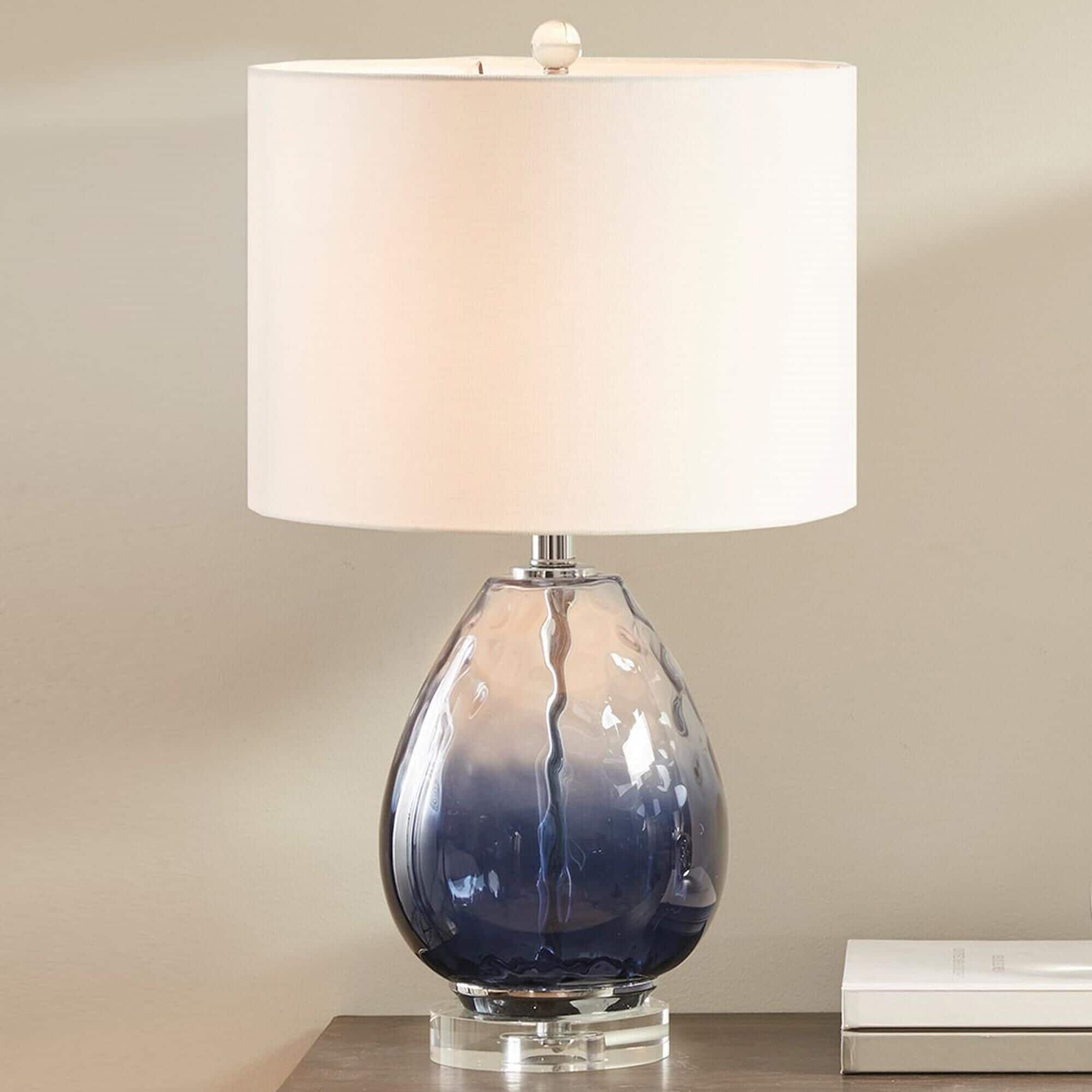 Hampton Park Borel Ombre Glass Table Lamp in Plated Silver and