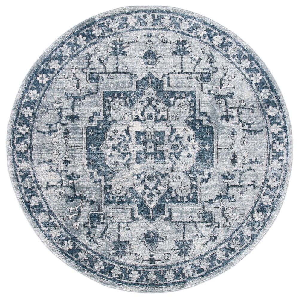 Safavieh Oregon 6"7" Round Navy and Ivory Area Rug, , large