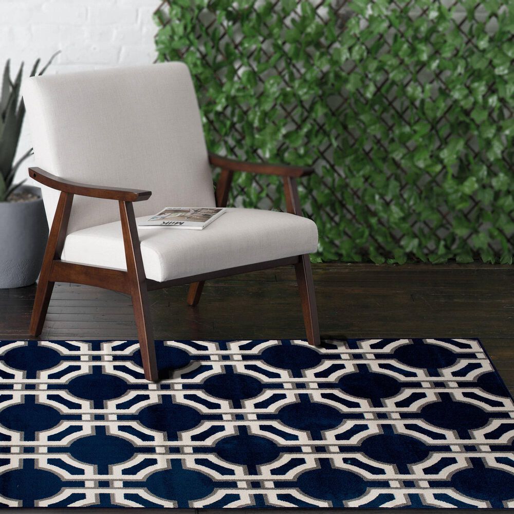 Central Oriental Terrace Tropic Dolliver 7&#39;10&quot; x 9&#39;10&quot; Sapphire Area Rug, , large