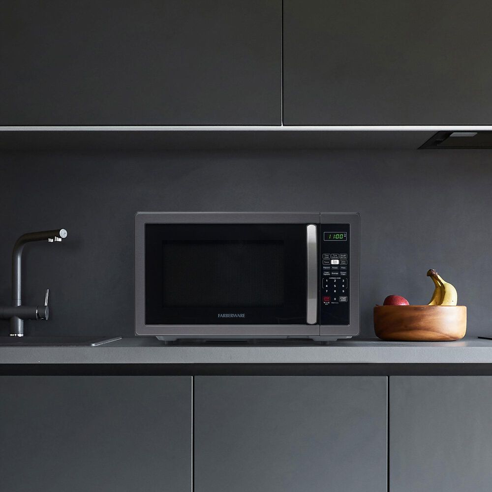 Faberware 1.1 Cu. Ft. Classic Microwave Oven in Black Stainless Steel, , large