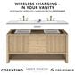 James Martin Hudson 60" Double Bathroom Vanity in Honey Oak with 3 cm Parisien Bleu Silestone Top, Rectangular Sinks and FreePower Wireless Charger, , large