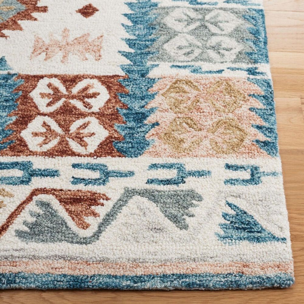 Safavieh Micro-Loop 3&#39; x 5&#39; Ivory and Blue Area Rug, , large