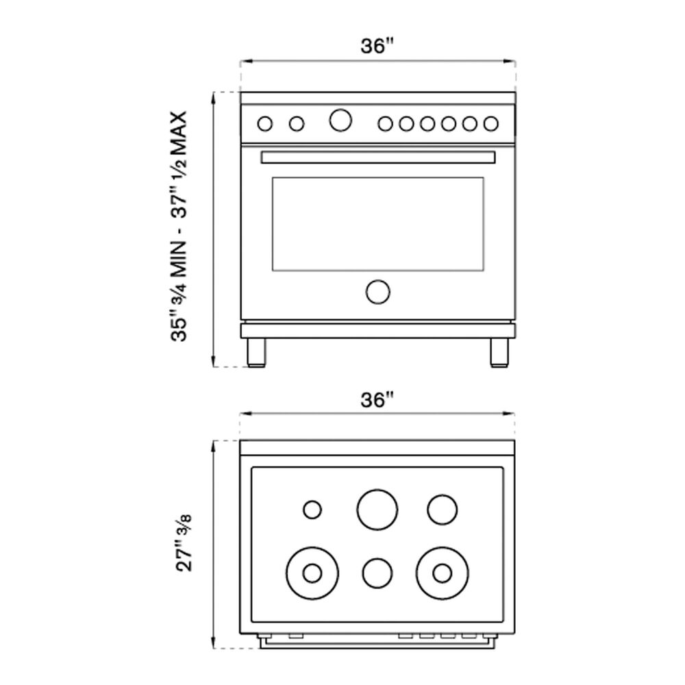 Bertazzoni 36" Professional Dual Fuel Range in Stainless Steel Shop NFM