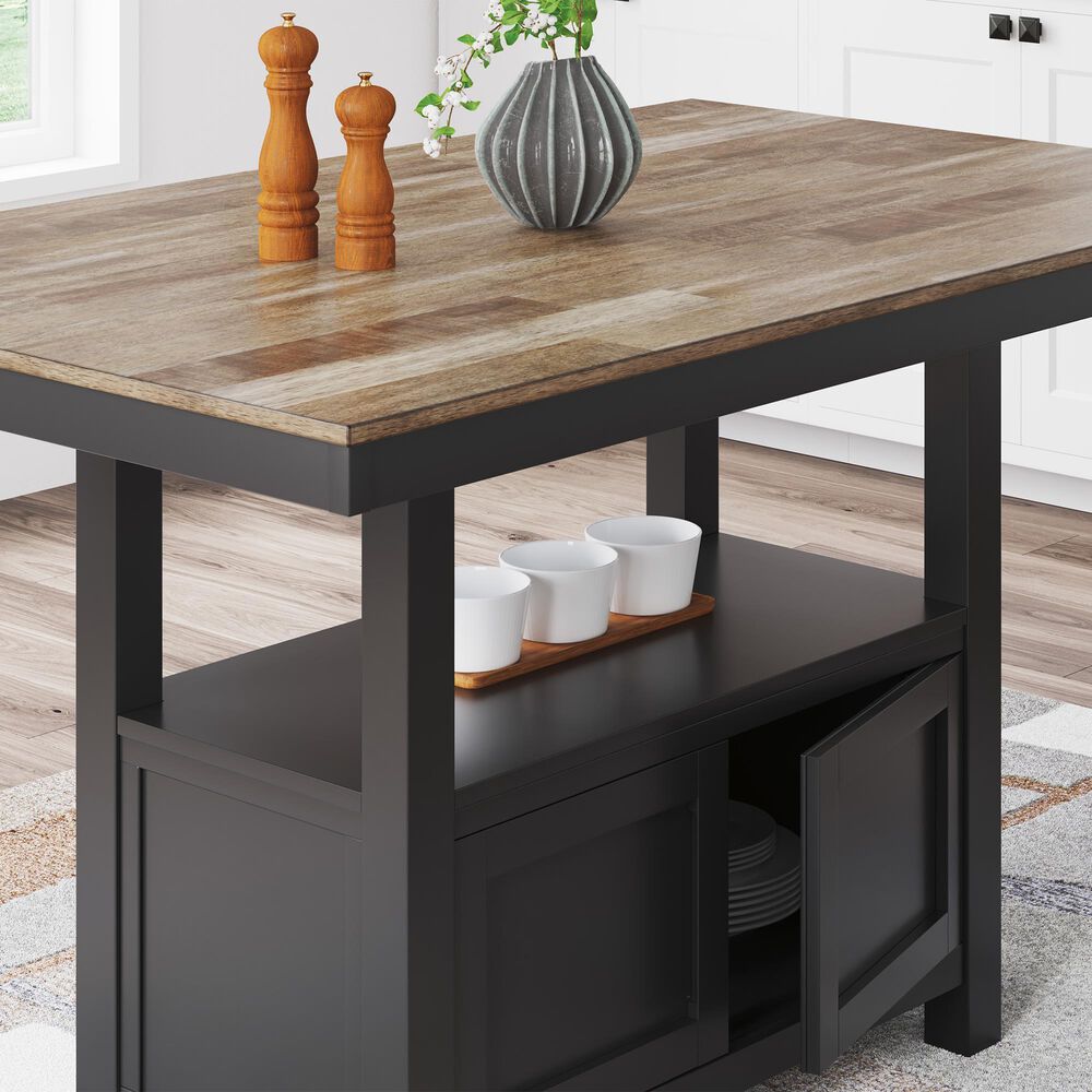 Ashley Wildenauer Counter Height Dining Table in Brown and Satin Black - Table Only, , large