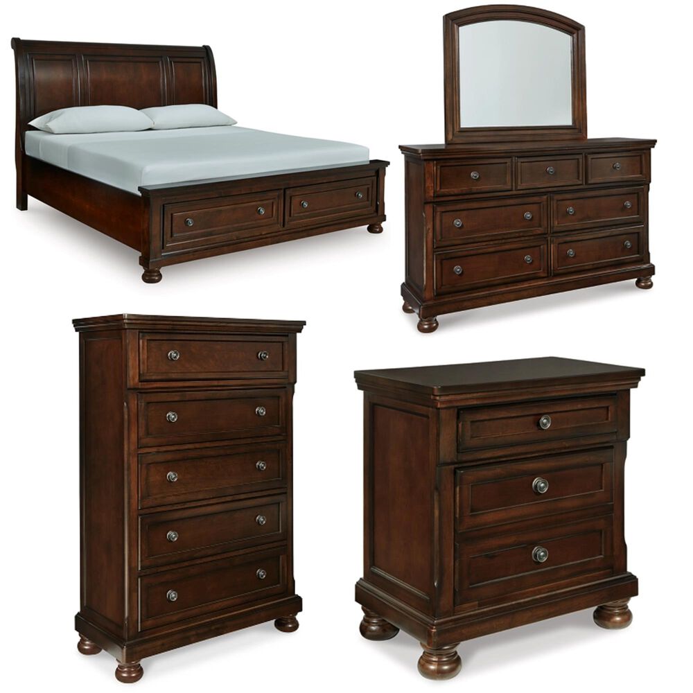 Millenium Porter 5 Piece King Storage Bedroom Set in Rustic Brown, , large