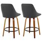 LumiSource Diana 26" Swivel Counter Stool with Black Faux Leather Upholstery in Walnut and Black (Set of 2), , large