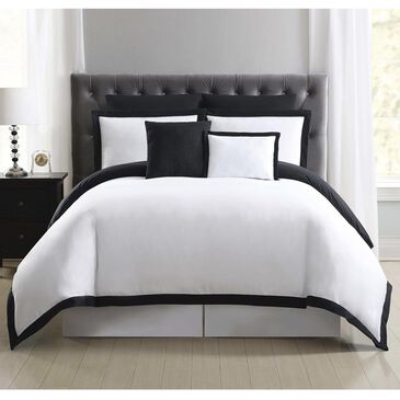 Pem America Truly Soft Everyday 7-Piece King Hotel Border Duvet Set in White and Black, , large