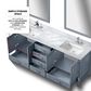 Lexora Home Jacques 80" Double Bathroom Vanity in Dark Grey with 2 cm White Carrara Marble Top and Rectangular Sinks, , large