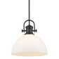 Golden Lighting Hines 1-Light Pendant in Rubbed Bronze with Opal Glass, , large