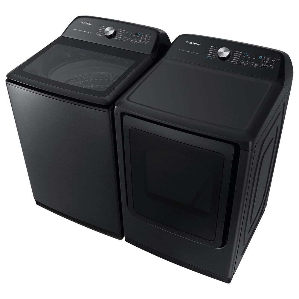Samsung 5.2 Cu. Ft. Smart Top Load Impeller Washer and 7.4 Cu. Ft. Electric Dryer in Brushed Black, , large