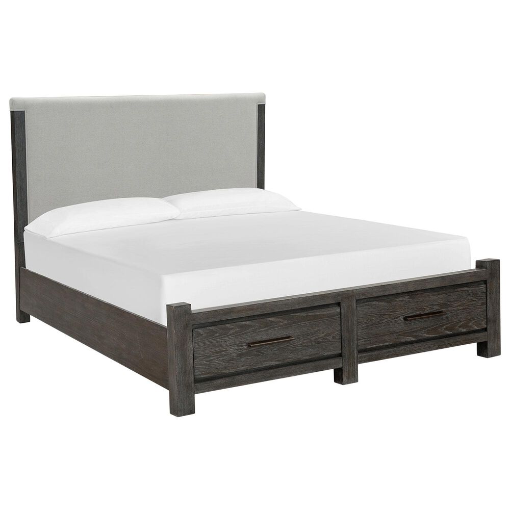 Nicolette Home Plum Creek 3 Piece Queen Upholstered Storage Bedroom Set in Ravenwood Black, , large