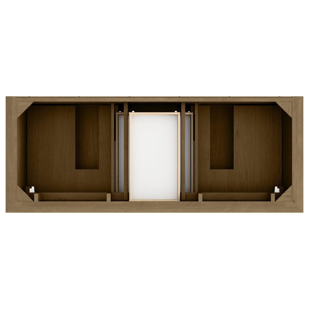 James Martin Vanities Brookfield 60&quot; Double Bathroom Vanity in Honey Oak with 3 cm White Zeus Quartz Top and Rectangular Sinks, , large