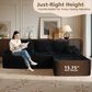 HOMLUX 2-Piece L-Shaped Sectional with Right Facing Chaise in Black, , large