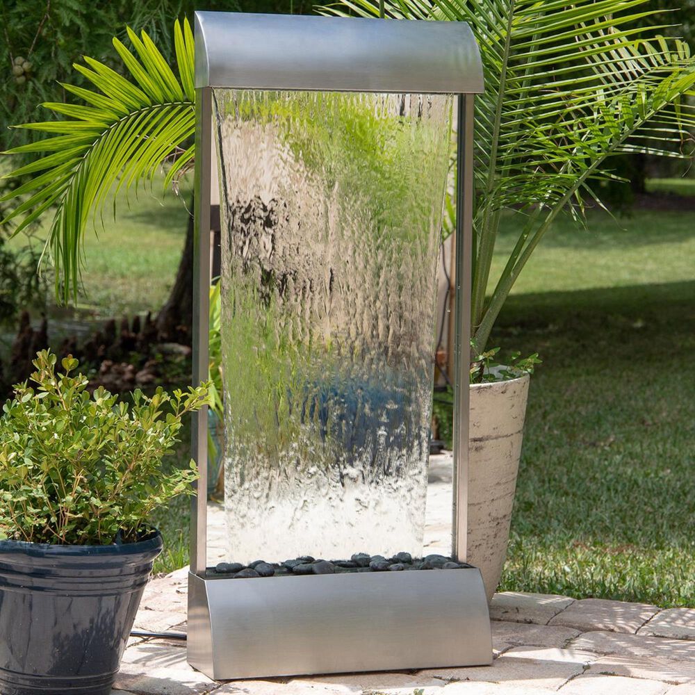 Kenroy Breckenridge Floor and Wall Fountain in Mirrored Stainless Steel, , large