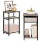 HOMLUX 3-Tier Metal Frame End Table with Storage Shelves in French Oak Grey and Black (Set of 2), , large