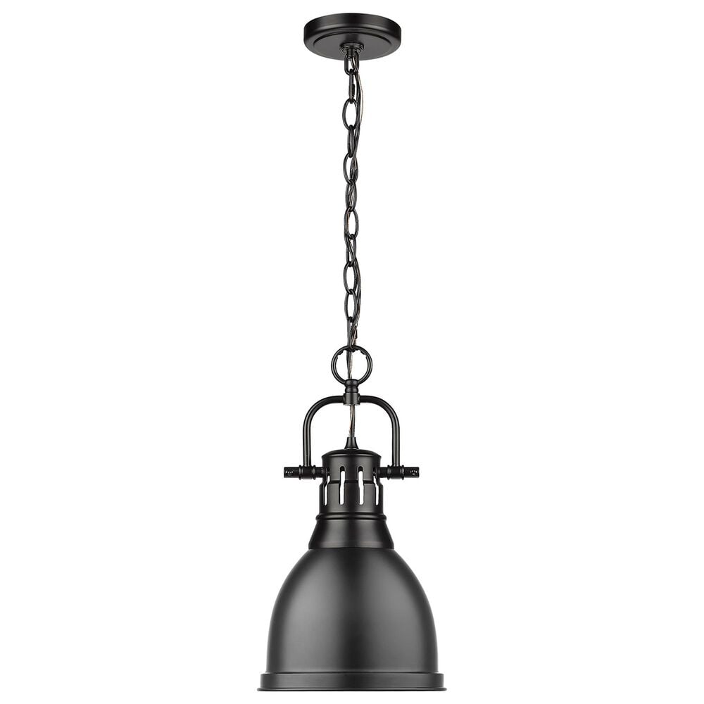 Golden Lighting Duncan Small Pendant in Matte Black with Chain in Matte Black, , large