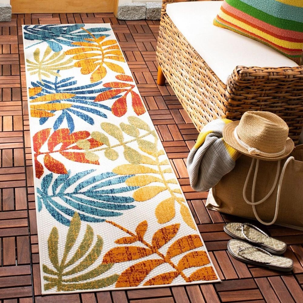 Safavieh Cabana CBN814A 2&#39; x 10&#39; Creme and Red Indoor/Outdoor Performance Runner, , large