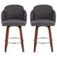 LumiSource Dahlia Swivel Counter Stool with Grey Upholstery in Walnut and Chrome (Set of 2), , large