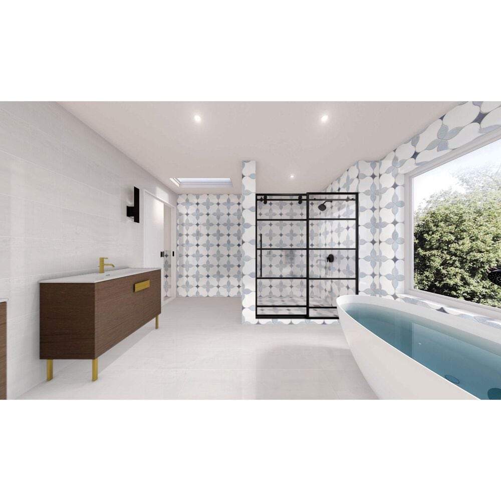 Soho Studio MJ Blue Blazingstar White Thassos, Blue Celeste and Azul Macauba 11" x 11" Marble Mosaic Sheet, , large