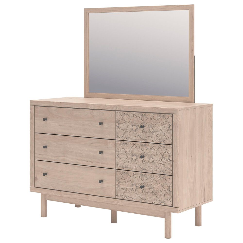 Ashley Arloster 6-Drawer Dresser and Mirror in Tan, , large