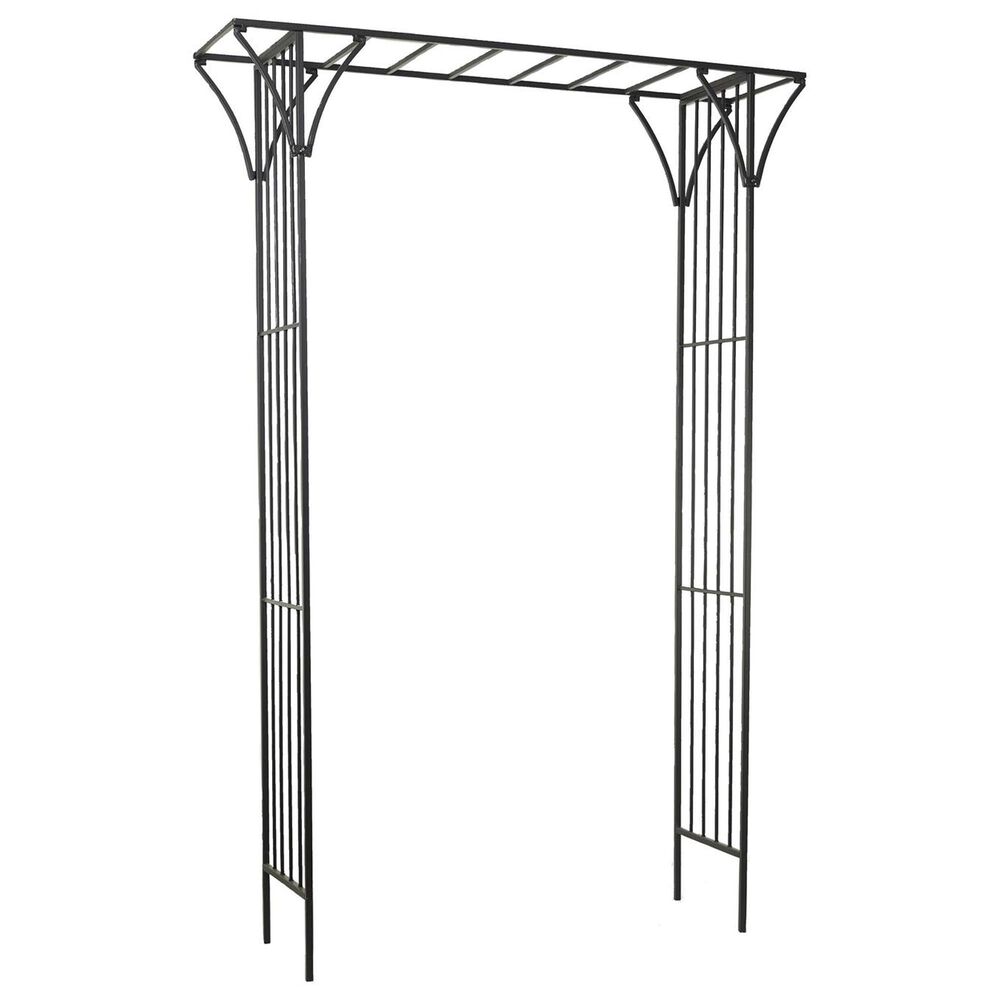 Maple and Jade Garden Arbor with Lattice Work Sides in Matte Black, , large