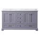 Lexora Home Dukes 60" Double Bathroom Vanity in Dark Grey with White Carrara Marble Top and Rectangular Sinks, , large