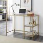 Carolina Cottage Marcello Glass Top Desk with Shelves in Gold, , large