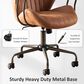 HOMLUX Mid Back Ergonomic Office Chair with Suede Leather in Brown, , large