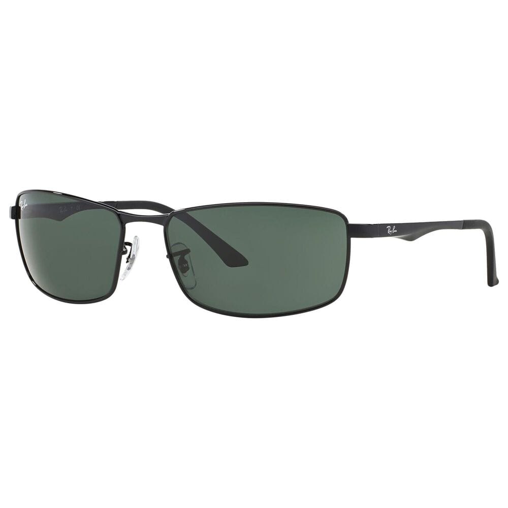 Rayban Glasses Sunglasses with Green Lenses in Polished Black, , large