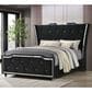 Pacific Landing Lorient Queen Upholstered Wingback Bed in Black with LED Lights, , large