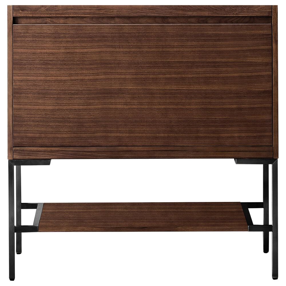James Martin Vanities Mantova 35.4" Single Vanity Cabinet in Mid-Century Walnut and Champagne Brass, , large