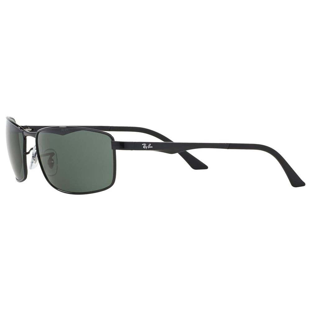 Rayban Glasses Sunglasses with Green Lenses in Polished Black, , large