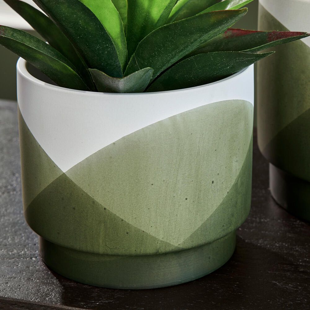 Ashley Ardenridge 2-Piece Planter Set in Green and White, , large