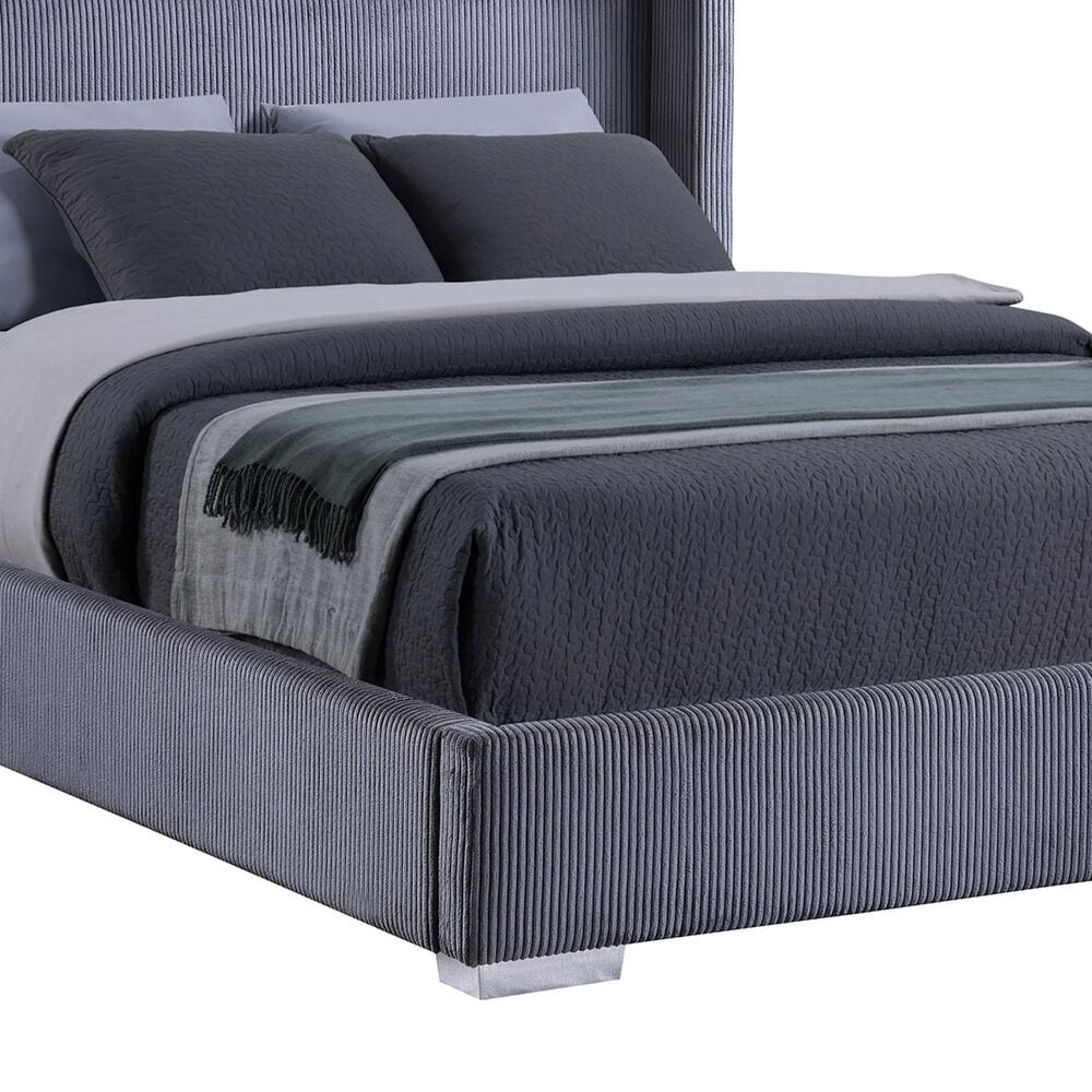 Coaster Tisdall Queen Upholstered Fireplace Bed in Grey, , large