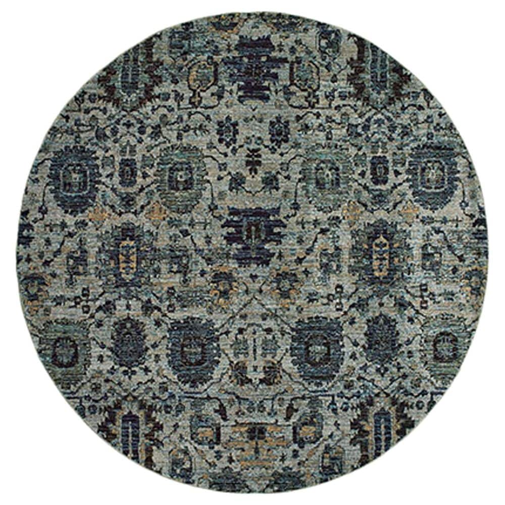 Oriental Weavers Andorra 7"10" Round Blue and Navy Area Rug, , large