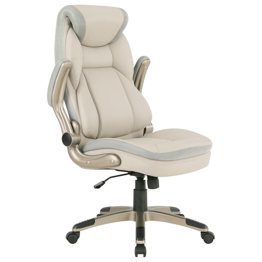 OSP Home Executive Bonded Leather Chair with Taupe Cushion, , large