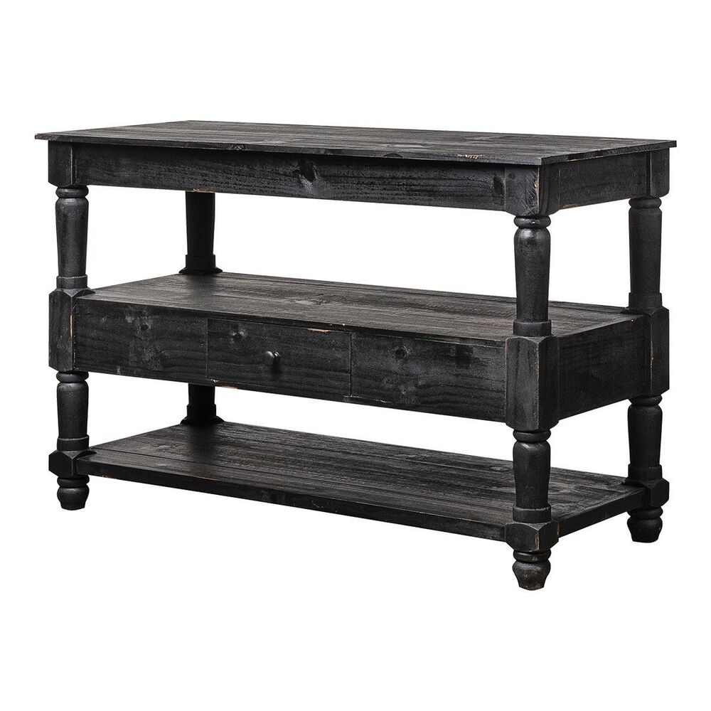 Rustic Imports Console Table in Black with Mocha Top, , large