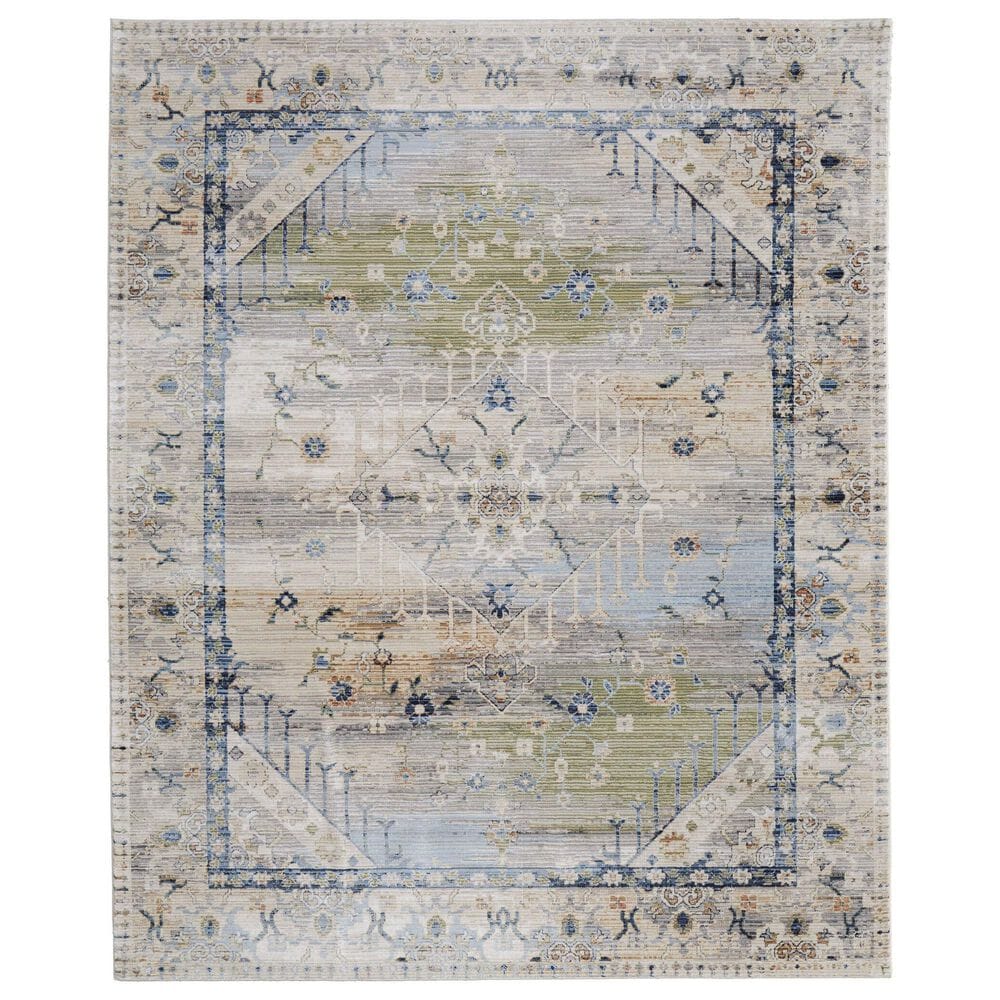 Feizy Melrose 5" x 7"6" Ivory and Green Area Rug, , large