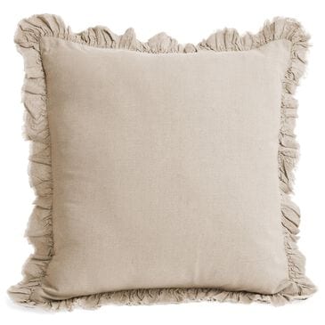 20" x 20" Cotton Throw Pillow with Ruffle Flange in Beige, , large