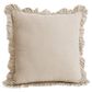 20" x 20" Cotton Throw Pillow with Ruffle Flange in Beige, , large