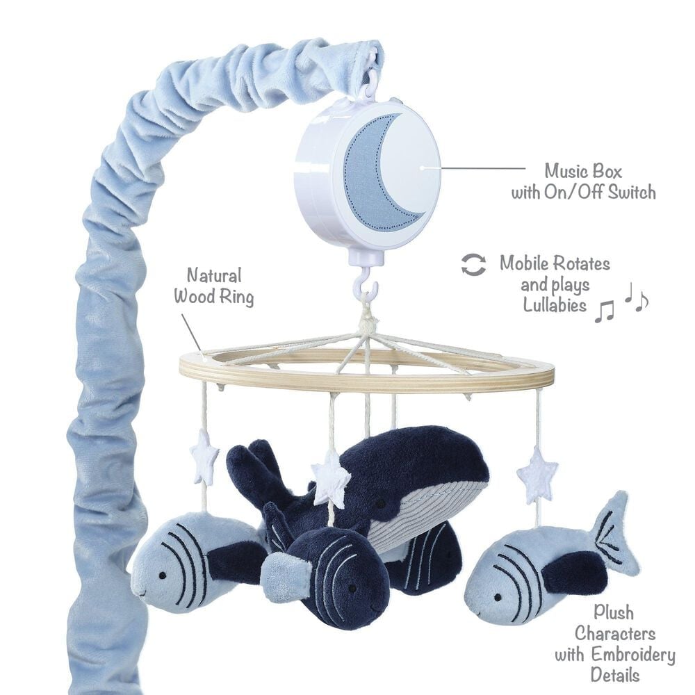 Lambs &amp; Ivy Bubbles and Squirt Musical Baby Crib Mobile in Blue, , large