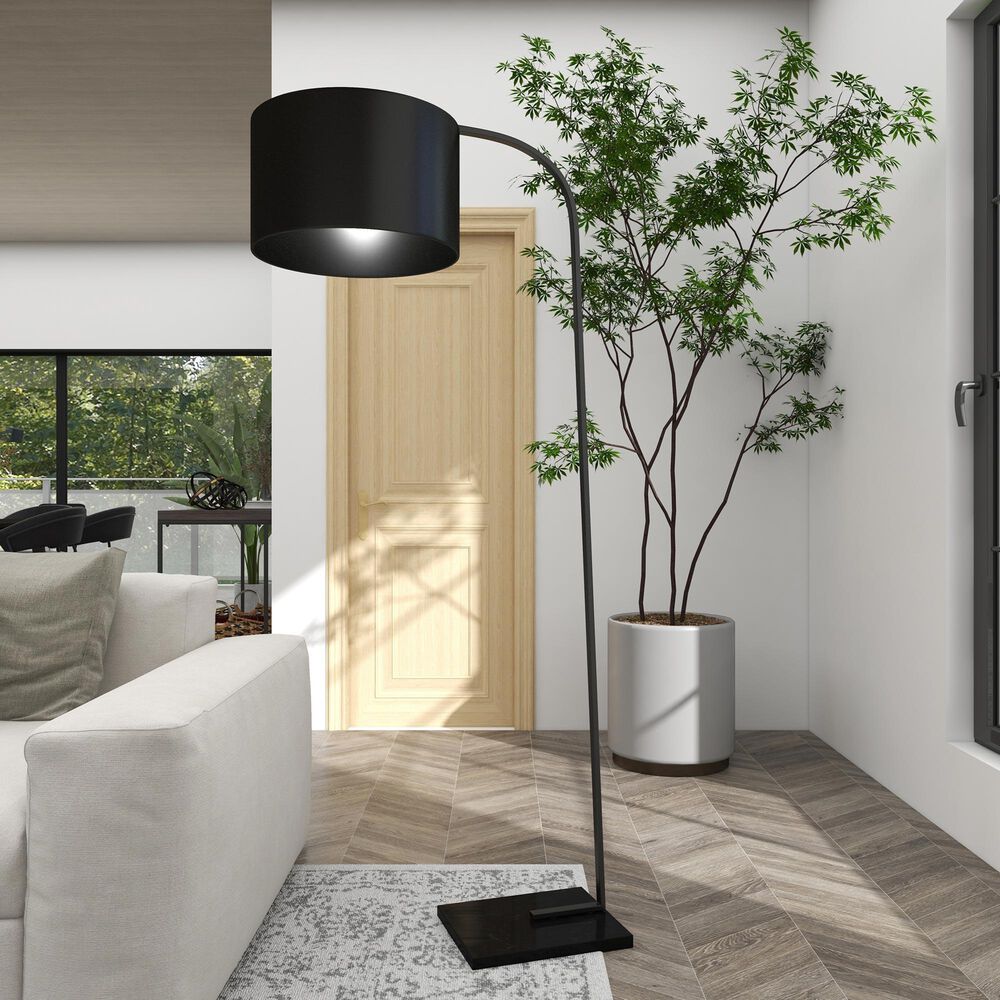Maple and Jade Industrial Floor Lamp in Black, , large