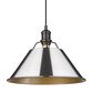 Golden Lighting Orwell 1-Light Wide Large Pendant with Chrome Shade in Matte Black, , large
