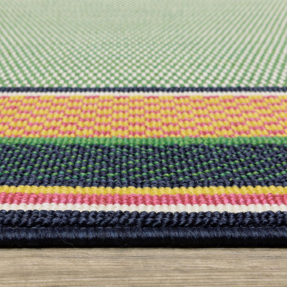 Oriental Weavers Havana Geometric Green and Navy 6'7" x 9'2" Indoor/Outdoor Area Rug, , large