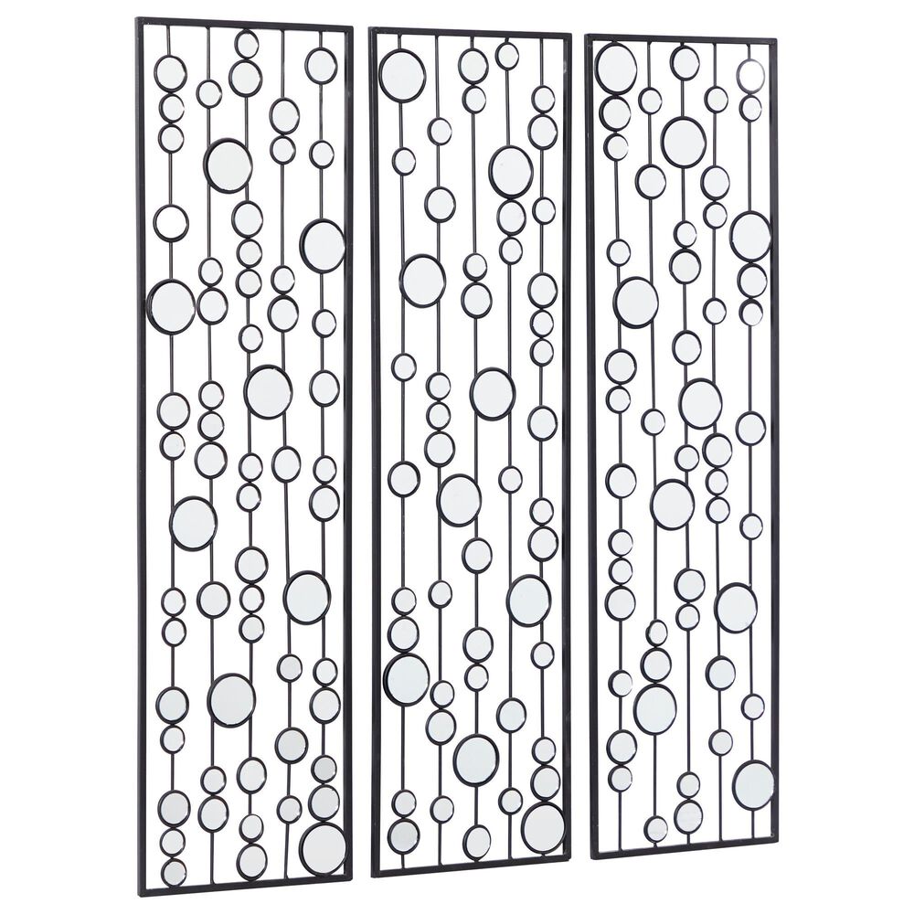 Maple and Jade 36" x 10" Wall Decor in Black and Silver (Set of 3), , large