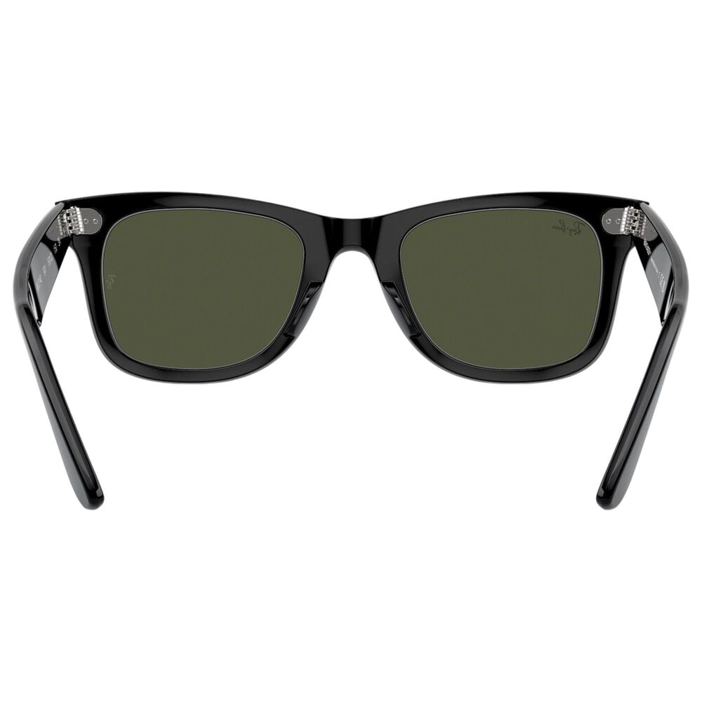 Rayban Glasses Original Wayfarer Classic Sunglasses with G-15 Green Lenses in Polished Black, , large
