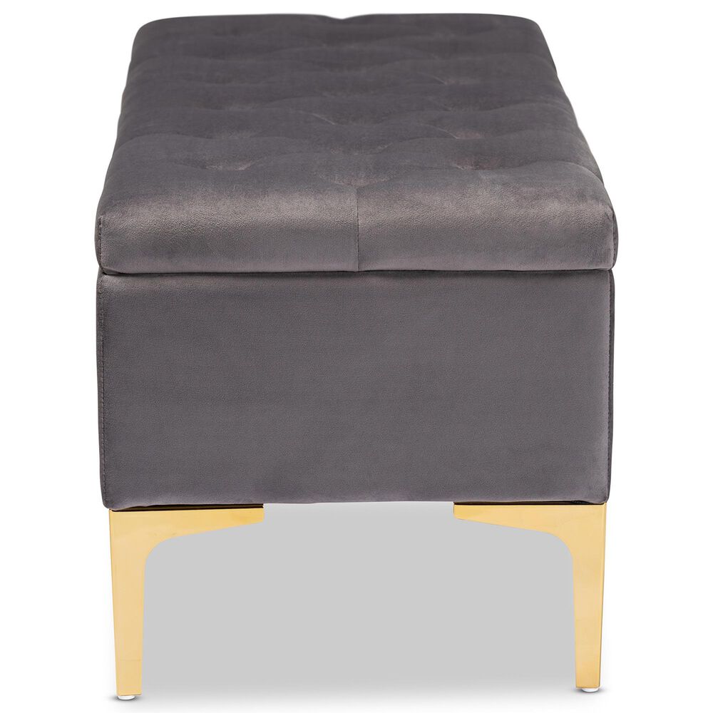 Baxton Studio Valere Storage Ottoman in Grey, , large