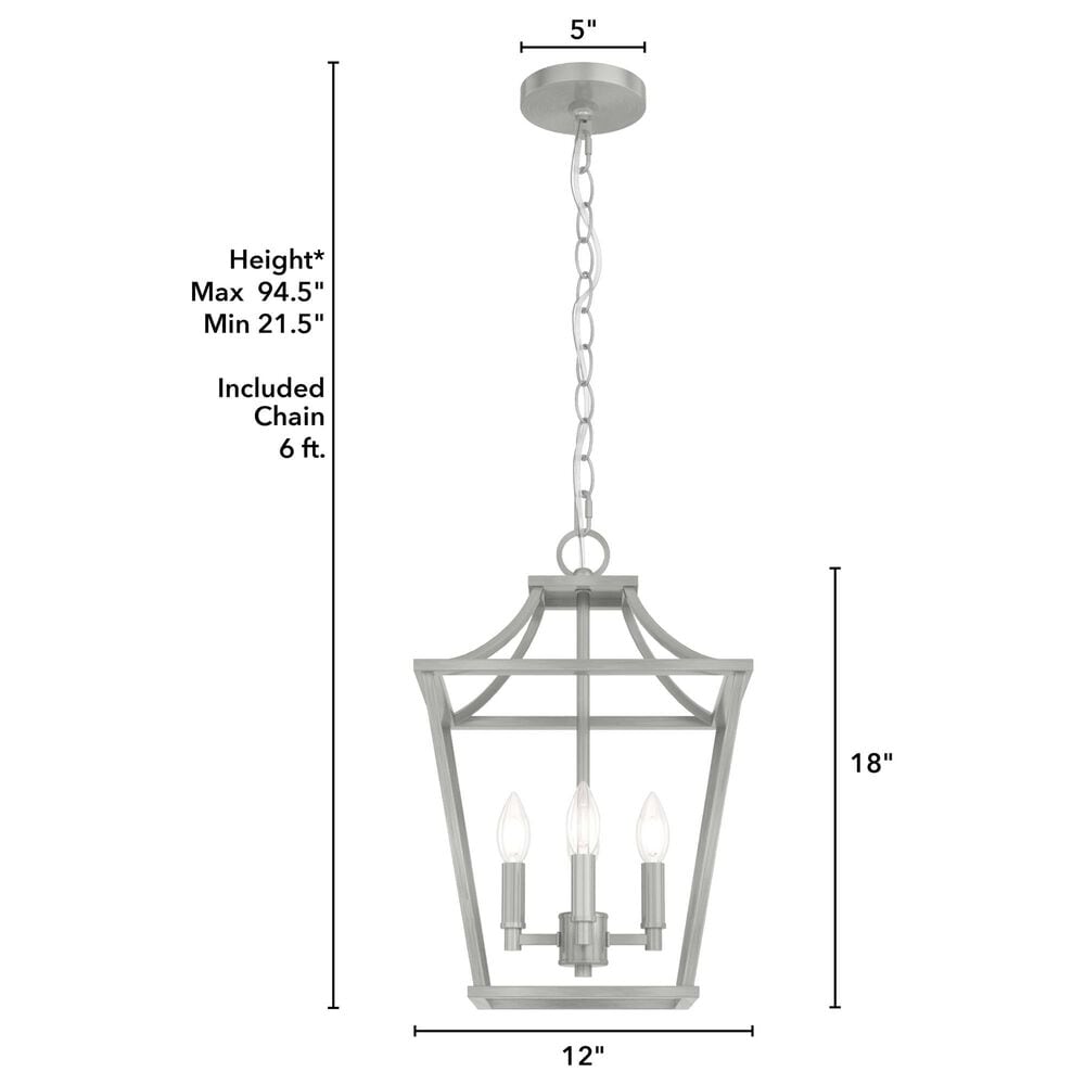 Hunter Laurel Ridge 12&quot; 4-Light Lantern Pendant in Brushed Nickel, , large